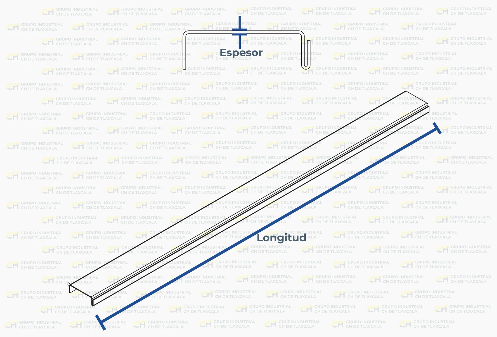 Diagrama de espesor y longitud de la arquiduela